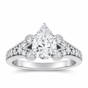 Pear Diamond Milgrain Ring (GIA Certified 1 1/2cttw)