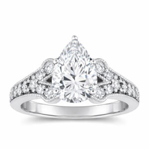 Pear Diamond Milgrain Ring (GIA Certified 2 1/2cttw)