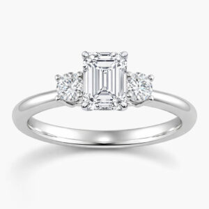 Emerald Diamond Three Stone Ring (GIA Certified 1 1/3cttw)
