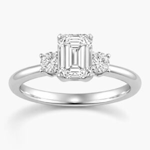 Emerald Diamond Three Stone Ring (GIA Certified 2 1/3cttw)