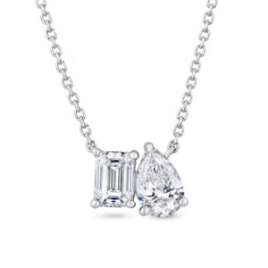Emerald & Pear Lab Diamond Toi et Moi Pendant (2cttw)