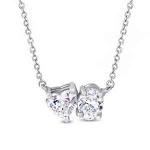 Heart & Oval Lab Diamond Toi et Moi Pendant (1 1/2cttw)