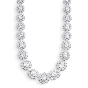 Oval Lab Diamond Halo Necklace (44cttw)
