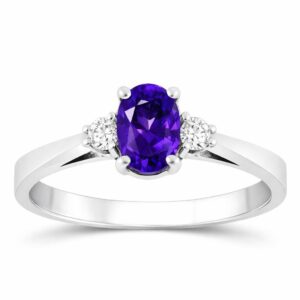 Oval Tanzanite and Diamond Ring (1/2cttw)