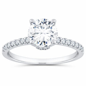 Round Hidden Halo Engagement Ring (GIA Certified 1cttw)