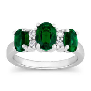 Diamond & Emerald Three-Stone Ring (1cttw)