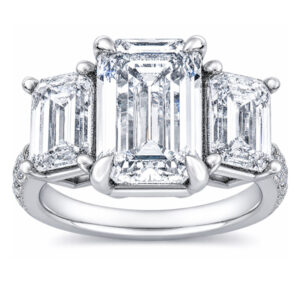 Emerald Three Stone Lab Diamond Ring (IGI 3-11cttw)