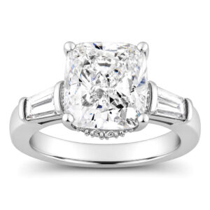 Lab Grown Certified Cushion Diamond Three-Stone Ring in 14k Gold (5cttw)