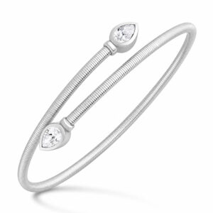 Lab Pear Cut Diamond Bezel Bangle Bracelet (0.75cttw)