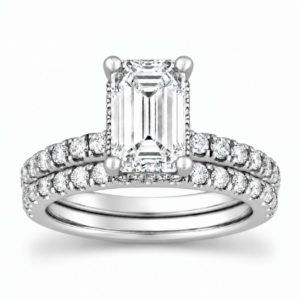 IGI Certified Emerald Lab Hidden Halo Wedding Set (Starting from 2ct up to 4ct)