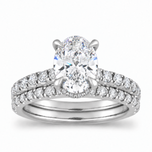 IGI Certified Oval Lab Hidden Halo Wedding Set (Starting from 2ct up to 5ct)
