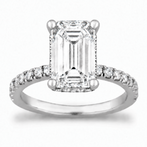 Certified E-VVS2 Emerald Diamond Hidden Halo Ring (5cttw)