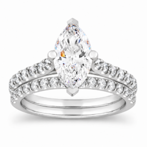 IGI Certified Marquise Lab Hidden Halo Wedding Set (Starting from 2ct up to 4ct)