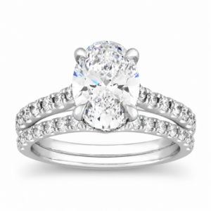 IGI Certified Oval Lab Hidden Halo Wedding Set (Starting from 2ct up to 5ct)