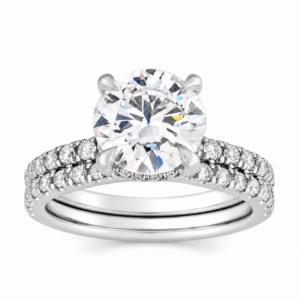 IGI Certified Round Lab Hidden Halo Wedding Set (Starting from 2ct up to 4ct)