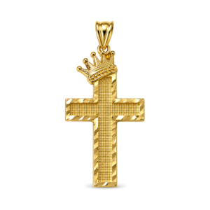 10K yellow gold crown cross pendant for Christmas gifts, holiday jewelry shopping, and stocking stuffers