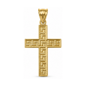 Yellow gold fancy cross pendant for Christmas gifts, holiday jewelry shopping, and Black Friday deals
