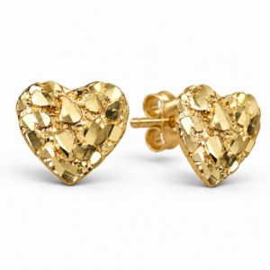 Heart Nugget Stud Earrings in 10k Gold