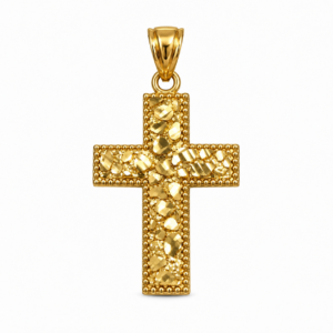 Nugget Cross Pendant in 10k Gold