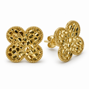 Clover Nugget Stud Earrings in 10k Gold